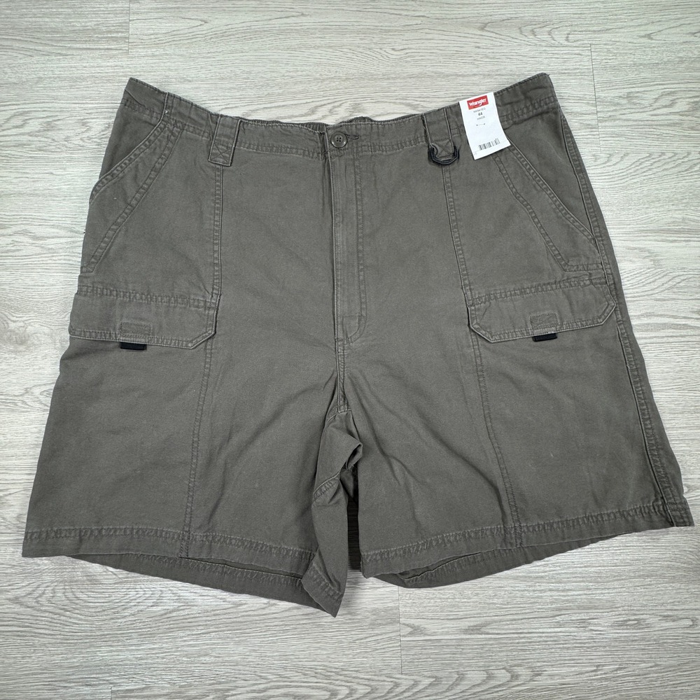 Wrangler Men's Hiker Cargo Shorts Gray 44 NWT Multi-Pocket Cotton Canvas